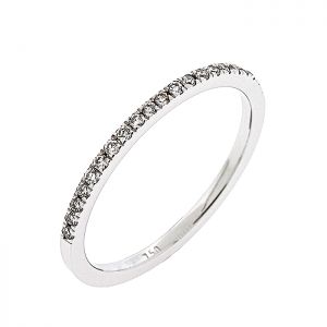 Λευκόχρυσο δαχτυλίδι μισόβερο 18 καράτια με διαμάντια  0.125ct. RL17081